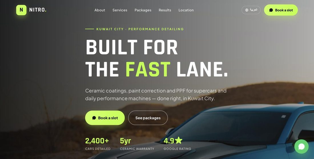 Nitro Detailing website demo — ScrollJuice