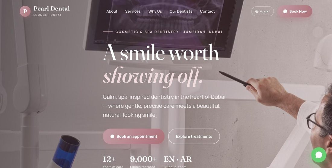 Pearl Dental website demo — ScrollJuice