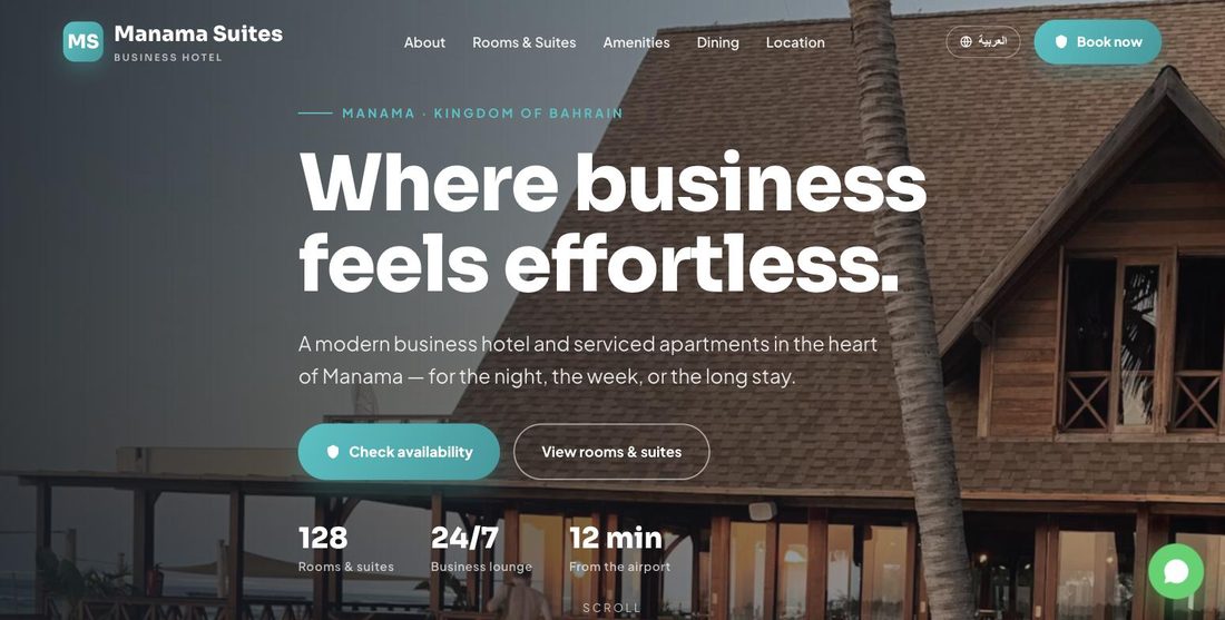 Manama Suites website demo — ScrollJuice