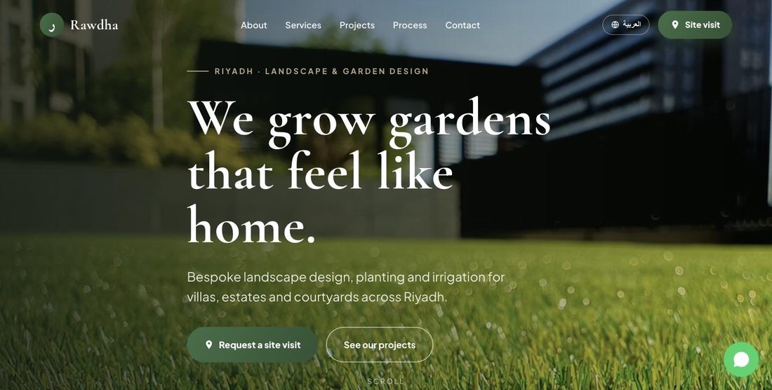 Rawdha Landscapes website demo — ScrollJuice