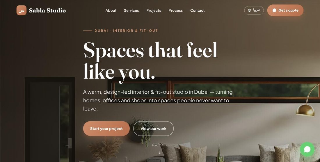 Sabla Studio website demo — ScrollJuice