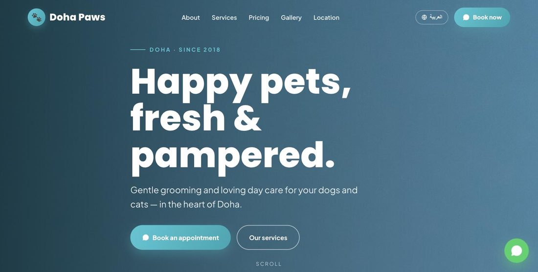 Doha Paws website demo — ScrollJuice