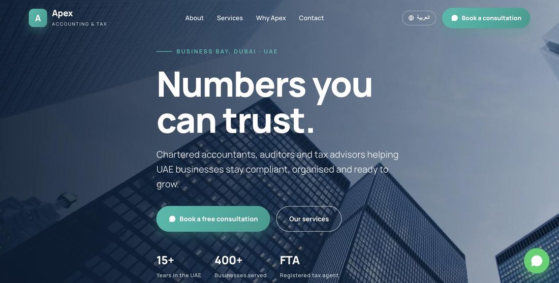 Apex Accounting website demo — ScrollJuice