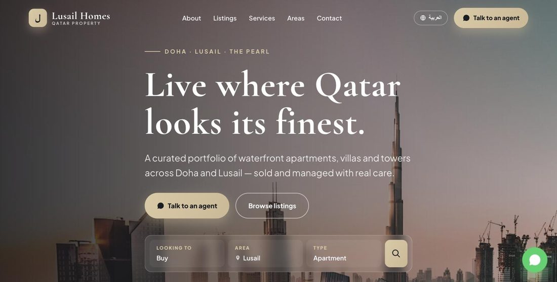 Lusail Homes website demo — ScrollJuice