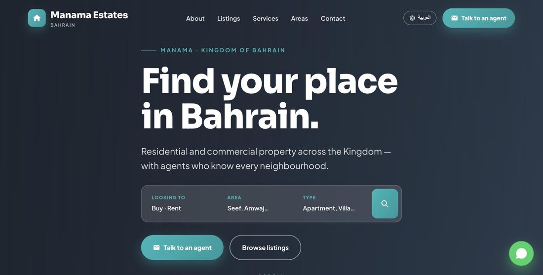 Manama Estates website demo — ScrollJuice