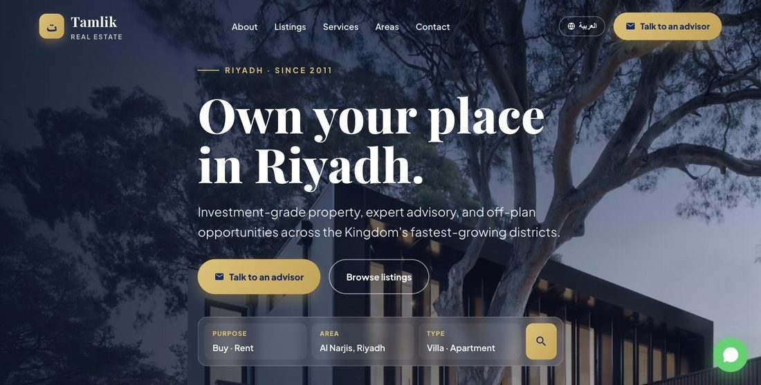 Tamlik Real Estate website demo — ScrollJuice