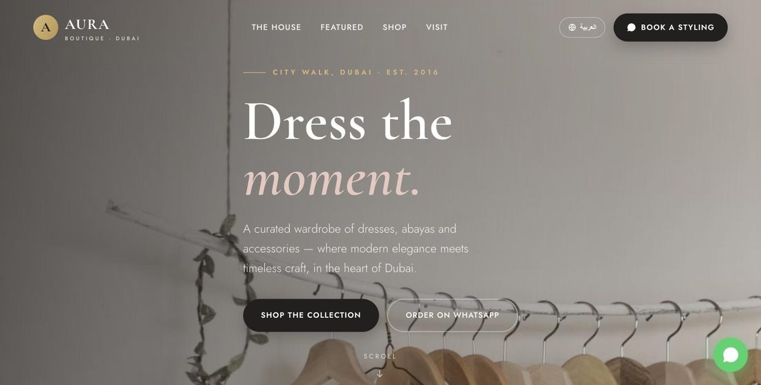 Aura Boutique website demo — ScrollJuice