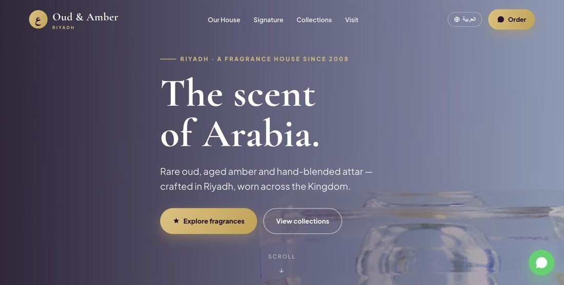 Oud & Amber website demo — ScrollJuice