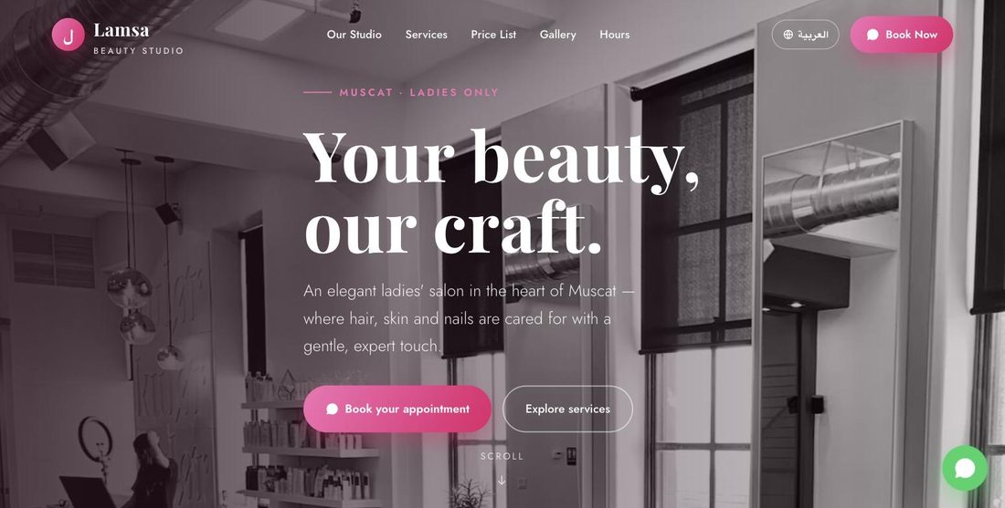 Lamsa Studio website demo — ScrollJuice