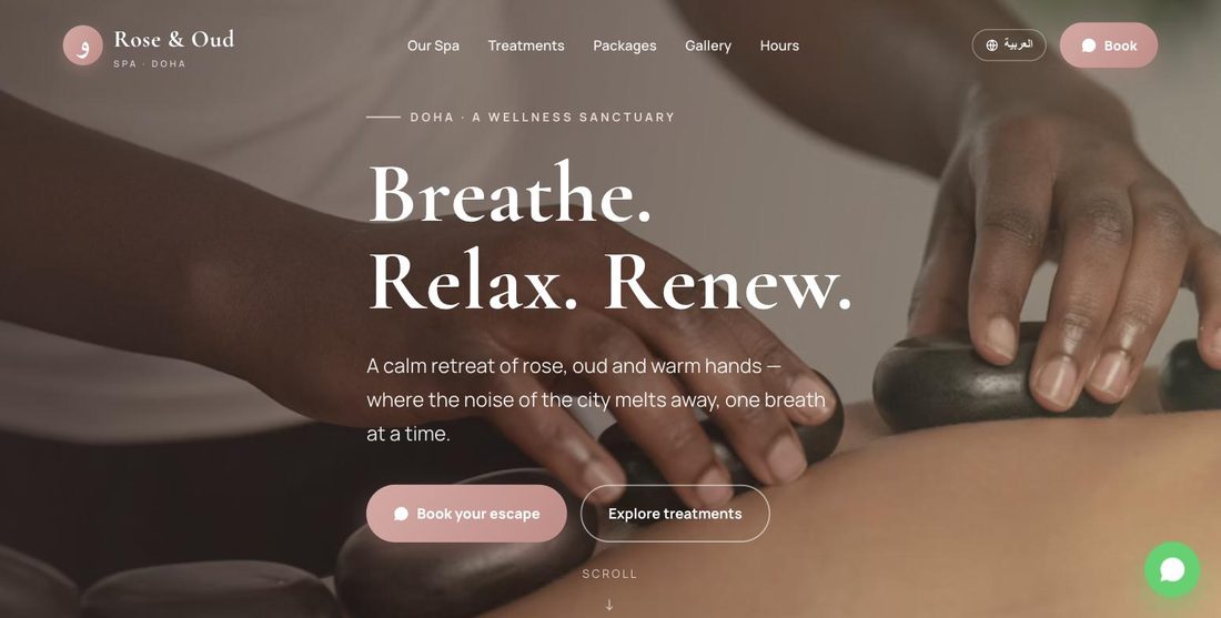 Rose & Oud Spa website demo — ScrollJuice