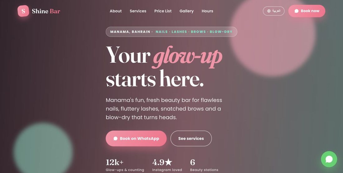 Shine Beauty Bar website demo — ScrollJuice