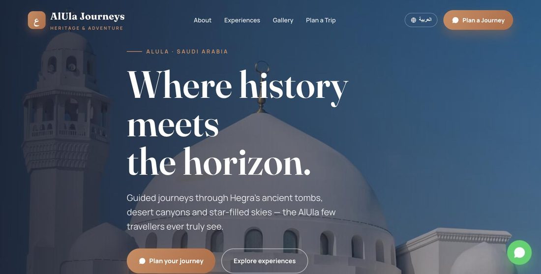 AlUla Journeys website demo — ScrollJuice