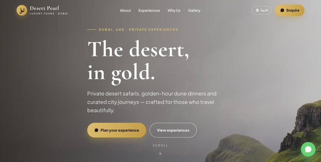 Desert Pearl website demo — ScrollJuice
